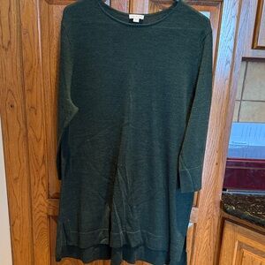 J. Jill Merino Wool Knit Sweater in Forest Green